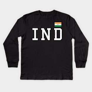 IND India Flag in Tricolor Desi Indian Patriotic Design Kids Long Sleeve T-Shirt